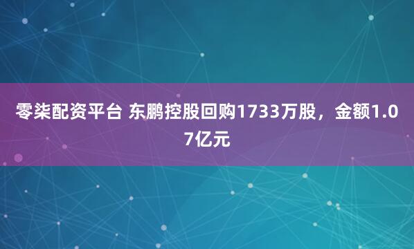 零柒配资平台 东鹏控股回购1733万股，金额1.07亿元