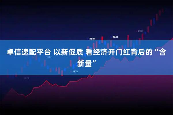 卓信速配平台 以新促质 看经济开门红背后的“含新量”